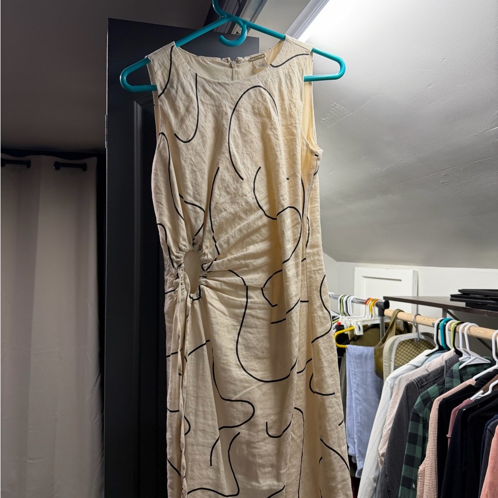 Magaschoni Cream Asymmetrical Dress with Black Design